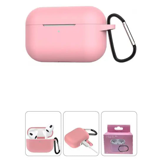 AirPods Pro Case Cover with Carabiner Silicone Compatible with Apple AirPods 3-Pink-Light Teal