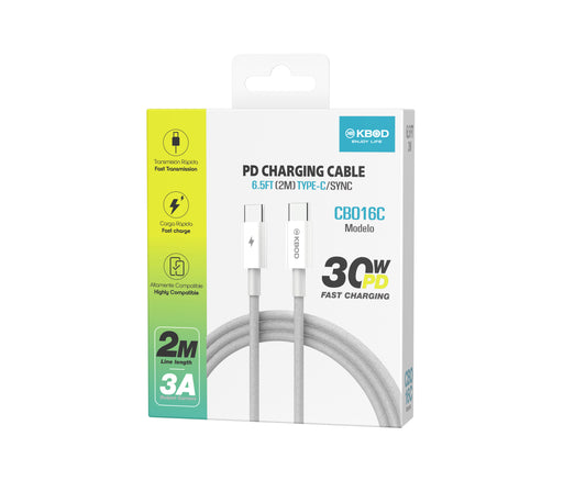 PD Cable USBC to USBC 6FT 30W CBO 16C