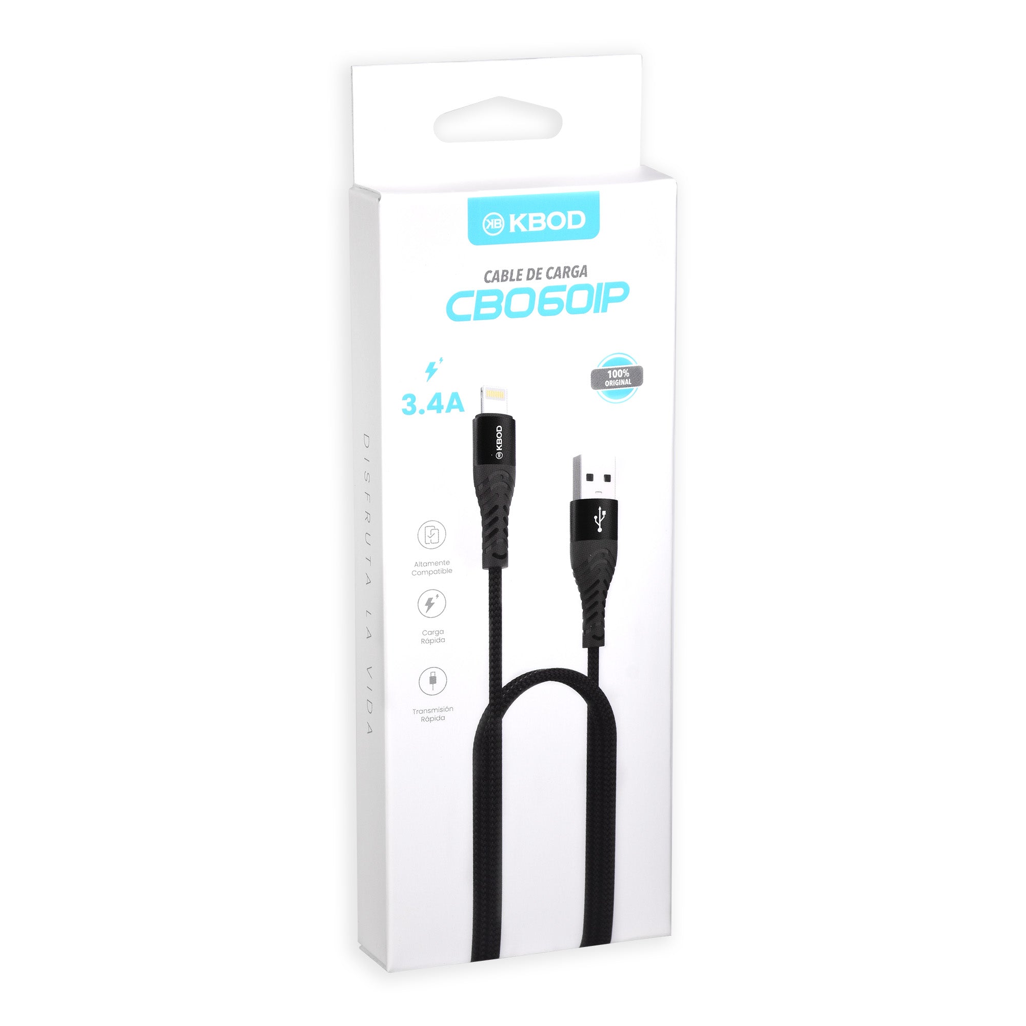 CABLE LIGHTNING IPHONE 3.3FT FAST CHARGING KBOD CBO-60IP