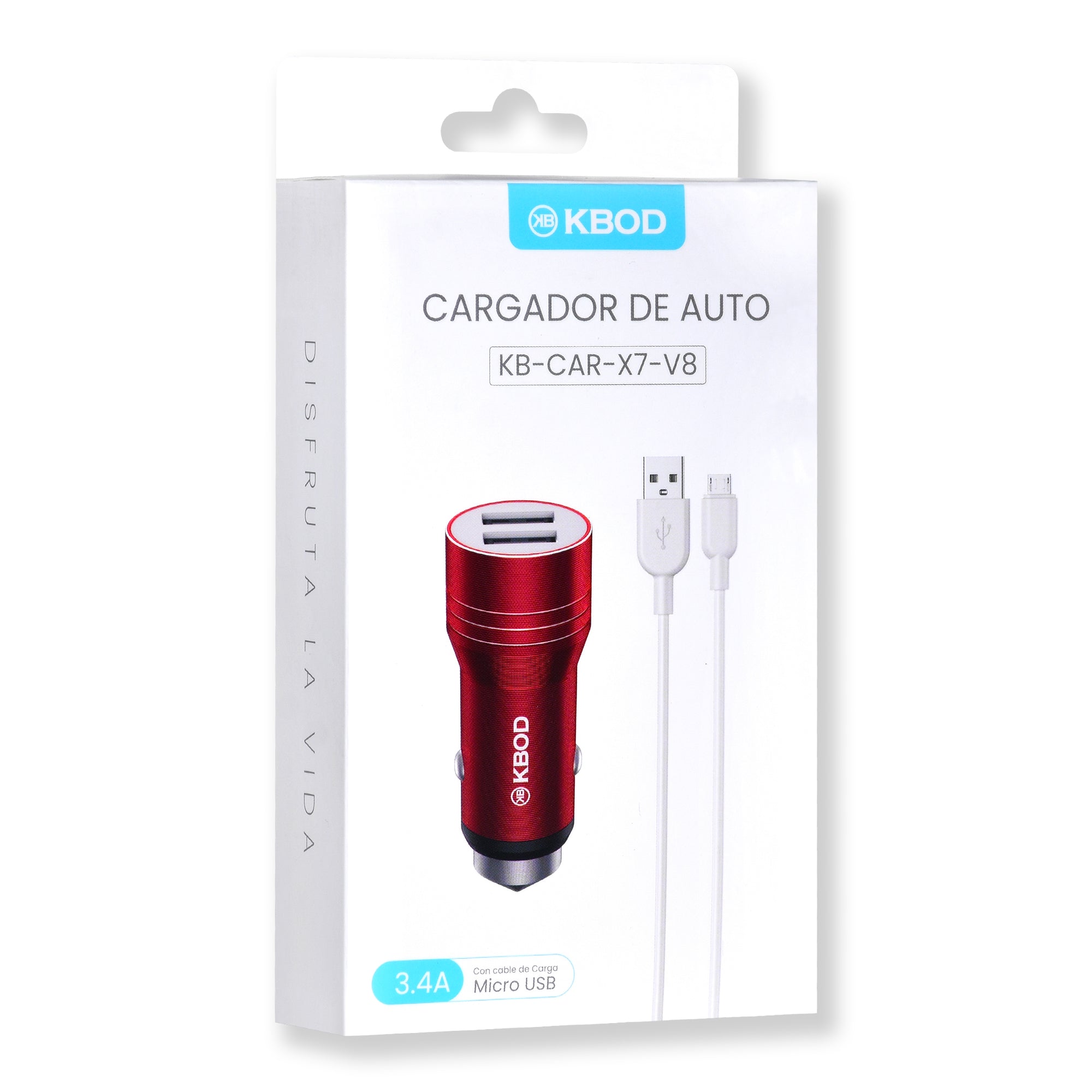 CAR CHARGER USB AND TYPE V8 MICROUSB KBOD KB-CAR-X7-V8