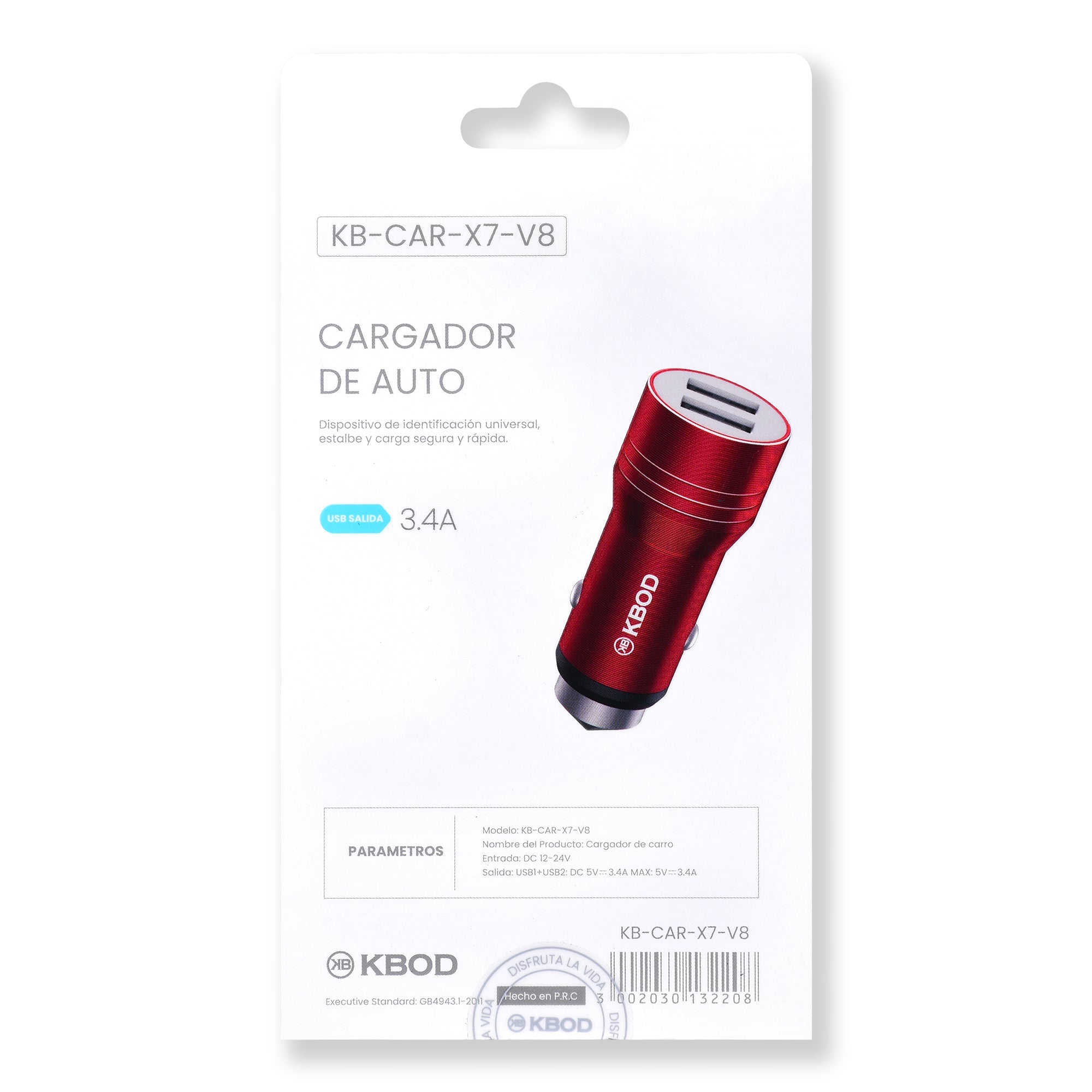 CAR CHARGER USB AND TYPE V8 MICROUSB KBOD KB-CAR-X7-V8