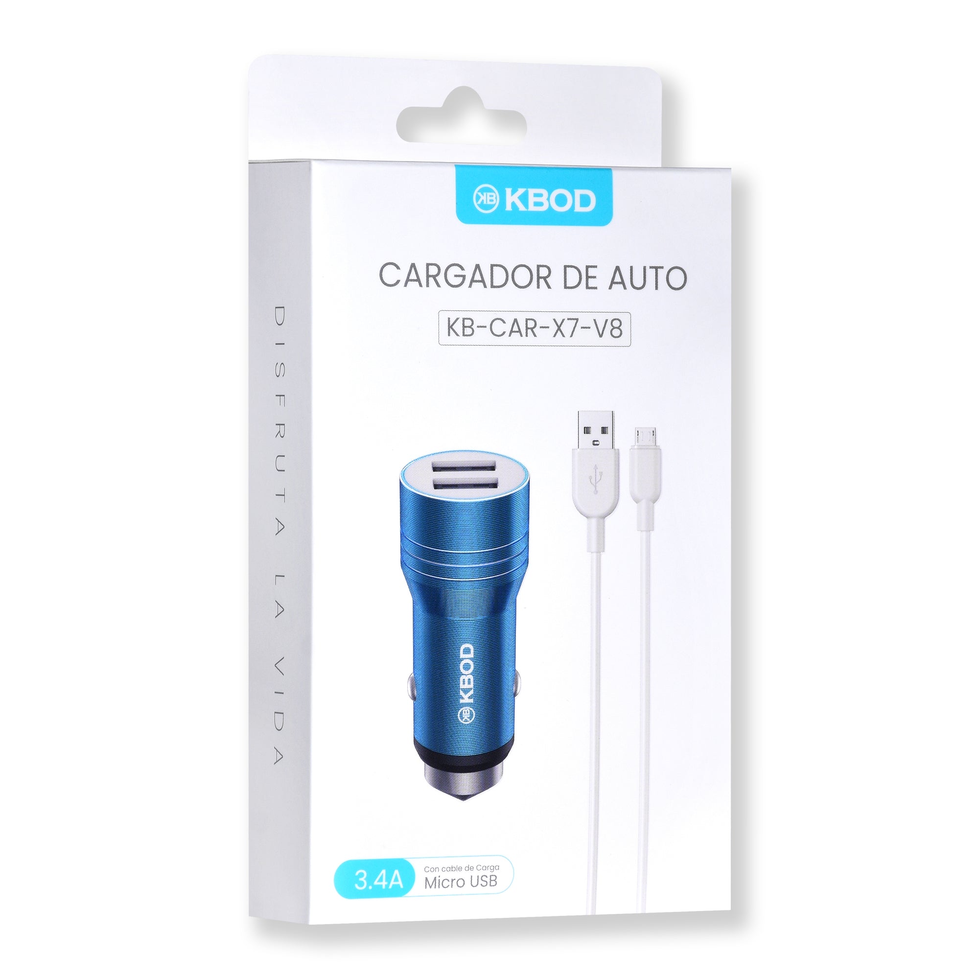 CAR CHARGER USB AND TYPE V8 MICROUSB KBOD KB-CAR-X7-V8