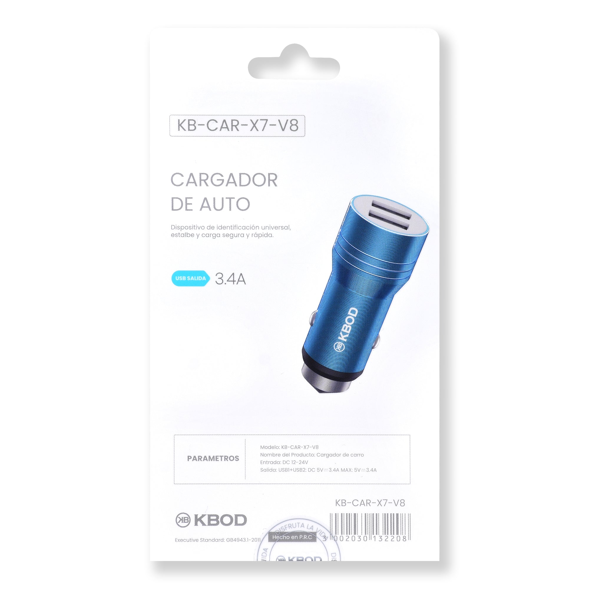 CAR CHARGER USB AND TYPE V8 MICROUSB KBOD KB-CAR-X7-V8