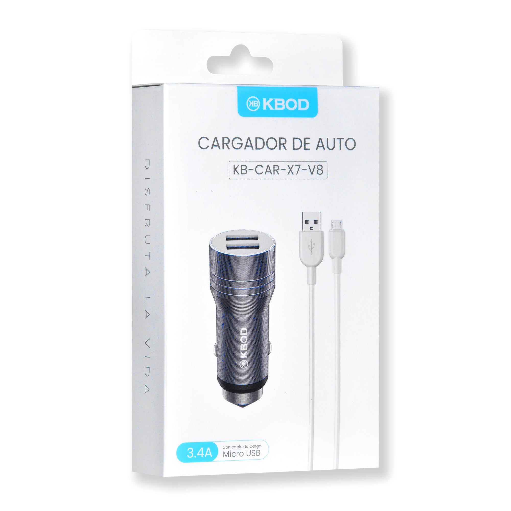 CAR CHARGER USB AND TYPE V8 MICROUSB KBOD KB-CAR-X7-V8