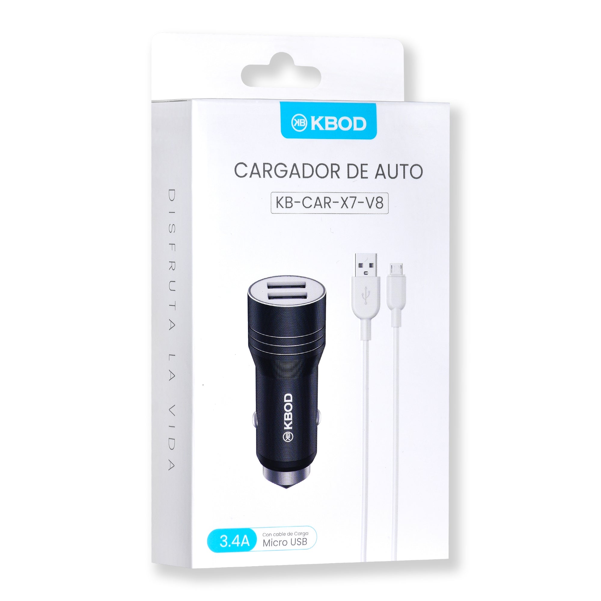 CAR CHARGER USB AND TYPE V8 MICROUSB KBOD KB-CAR-X7-V8