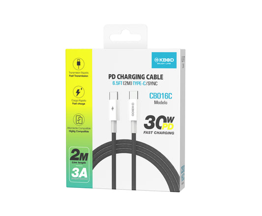 PD Cable USBC to USBC 6FT 30W CBO 16C