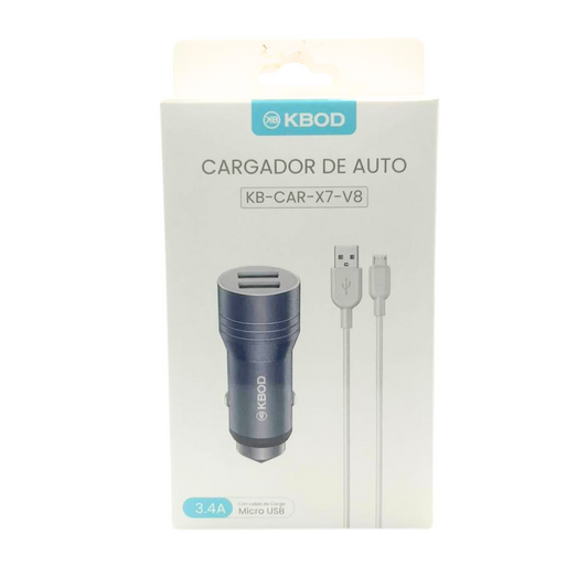 Car Charger USB and Type V8 MicroUSB KBOD KB-CAR-X7-V8