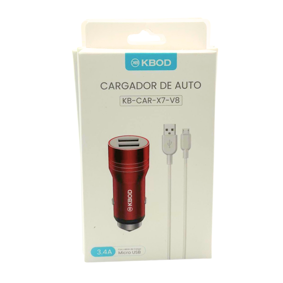 Car Charger USB and Type V8 MicroUSB KBOD KB-CAR-X7-V8