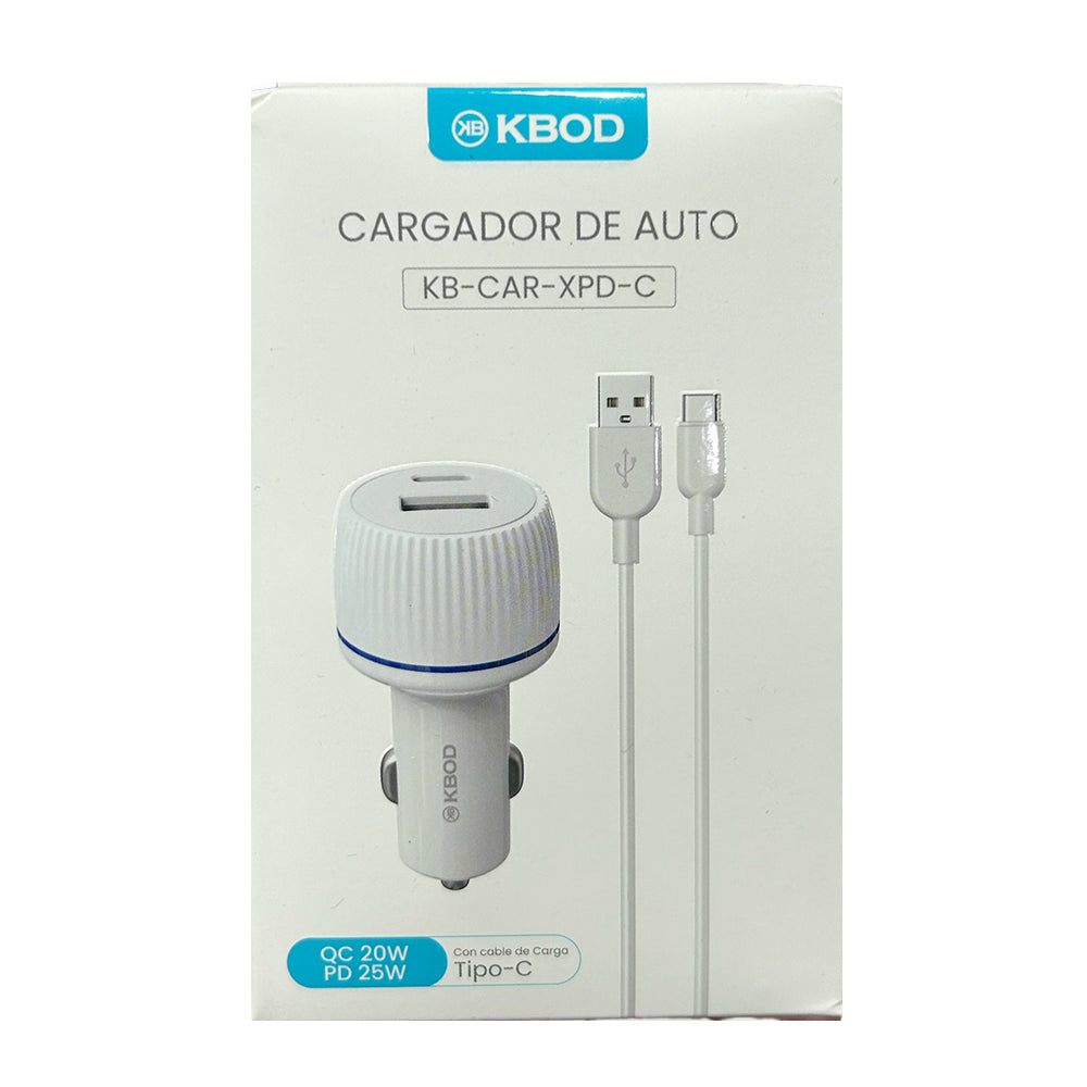 Car Charger USB and Type C KBOD KB-CAR-XPD-C